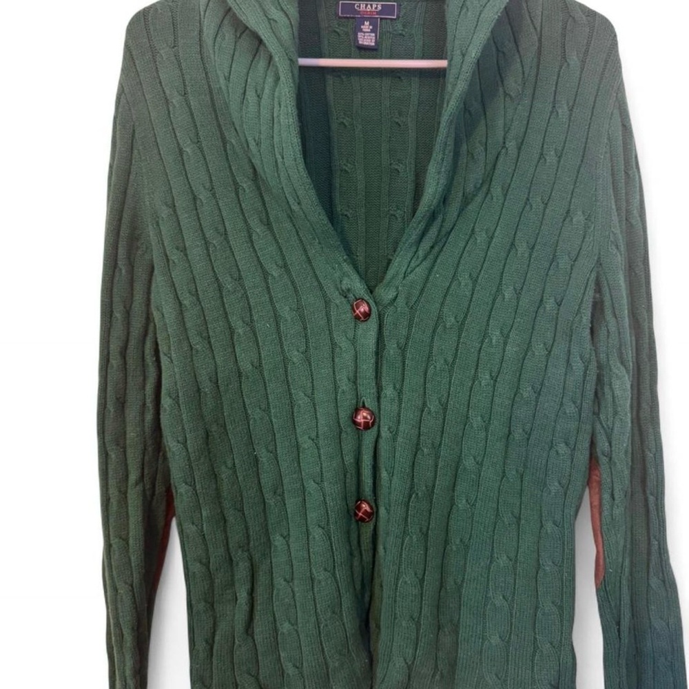 Chaps Forest Green Cable Cardigan